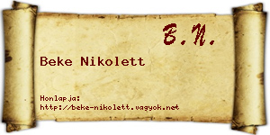 Beke Nikolett névjegykártya